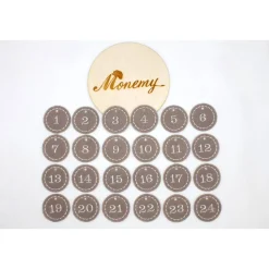 Outlet Adventskalenderzahlen taupe Filz rund bestickt / Zahlen Anhänger Adventskalender Adventskalenderzahlen