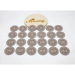 Outlet Adventskalenderzahlen taupe Filz rund bestickt / Zahlen Anhänger Adventskalender Adventskalenderzahlen