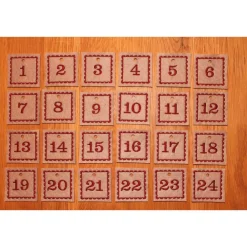 Online Adventskalenderzahlen taupe Filz eckig bestickt Adventskalenderzahlen