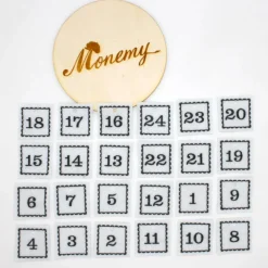 Hot Adventskalenderzahlen weiß Filz eckig bestickt Adventskalenderzahlen