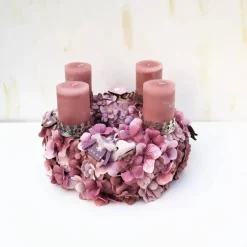 Adventskränze|DeinZuhause Adventskranz haltbar in altrosa