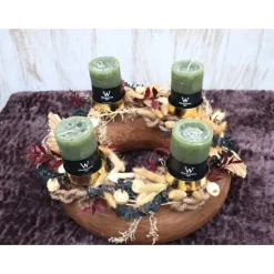 Adventskränze|DeinZuhause Adventskranz Holz Trockenblumen groß Tischkranz Weihnachten