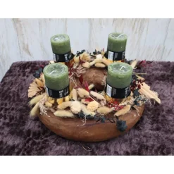 Adventskränze|DeinZuhause Adventskranz Holz Trockenblumen groß Tischkranz Weihnachten
