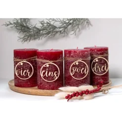 Adventskranz Zahlen|nice-4u Adventskranz Zahlen Holz 1–4 in Schreibschrift mit Sternen – handgemachte Holzzahlen, natürliche Weihnachtsdeko