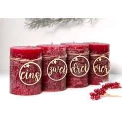 Adventskranz Zahlen|nice-4u Adventskranz Zahlen Holz 1–4 in Schreibschrift mit Sternen – handgemachte Holzzahlen, natürliche Weihnachtsdeko