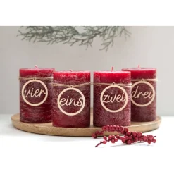 Adventskranz Zahlen Holz 1–4 in Schreibschrift – handgemachte Holzzahlen, natürliche Weihnachtsdeko Adventskranz Zahlen