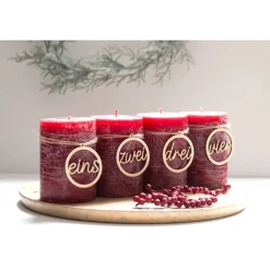 Adventskranz Zahlen Holz 1–4 in Schreibschrift – handgemachte Holzzahlen, natürliche Weihnachtsdeko Adventskranz Zahlen