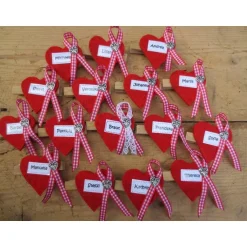 Discount Anstecker-Namensschild-Gästebrosche-Platzkarte-Gastgeschenk-Hochzeit, Herz, Filz, Wunschbeschriftung Hochzeitsdeko