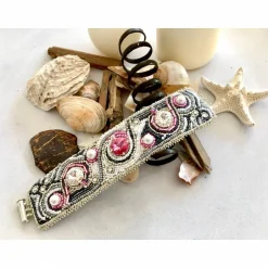 Best Armband handgestickt mit Kristallen und Glasperlen - Hochzeits-Schmuck Brautschmuck