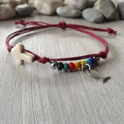 Geschenke|einfachpetra Armband mit bunte Rocailles, Kreuz und Fisch