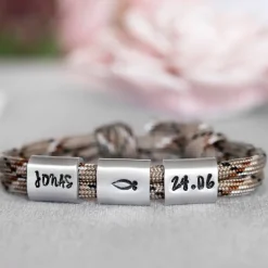 Schmuck|Miss Rose Armband personalisiert mit Gravur handgestempelt zur Kommunion, Geburtstag, Schulanfang, Konfirmation, Lebe Liebe Lache, Herrenarmband, Namensarmband