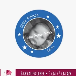 Einladungskarten|meinAufkleberladen Babyaufkleber zur Geburt | Sterne - personaliserbar mit Babyfoto