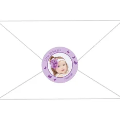 Einladungskarten|meinAufkleberladen Babyaufkleber zur Geburt | Schmetterlinge - personaliserbar mit Babyfoto