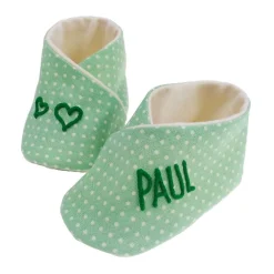 Best Babyschuhe Punkte mit Namen grün  personalisiertes Taufgeschenk Geschenk Geburt eines Jungen Geschenke