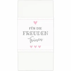 New Banderolen Für die Freudentränen Rosa-Weiß zweiseitig bedruckt mit Klebepunkt zum Verschließen - Hochzeit Taschentuch Papierbanderole Taschentuchhalter Hochzeitsdeko