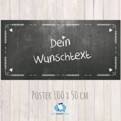 Banner Event 100 x 50 cm - personalisierbar | Tafeloptik mit Kreide Ornamenten - Herzlich Willkommen oder Wunschtext Hochzeitsdeko