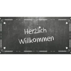 Banner Event 100 x 50 cm - personalisierbar | Tafeloptik mit Kreide Ornamenten - Herzlich Willkommen oder Wunschtext Hochzeitsdeko