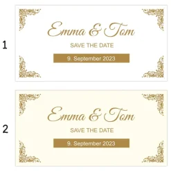Clearance Banner Hochzeit 100 x 50 cm - personalisierbar | goldfarbene Ornamente - personalisierbar mit Wunschtext Hochzeitsdeko