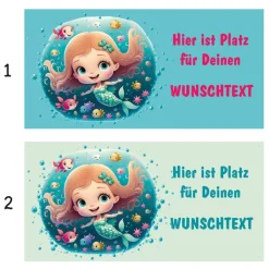 Best Banner Kinderparty - 100 x 50 cm | Niedliche Meerjungfrau mit kleinen Fischen - mit Wunschtext personalisierbar Kinder Dekoration