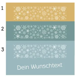 Discount Banner Winterzeit 100 x 50 cm - personalisierbar | weiße Schneesterne - personalisierbar mit Wunschtext Weihnachtsdeko