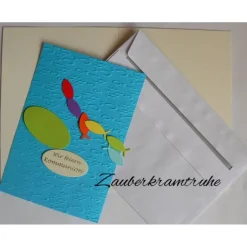Bastelset Einladungskarten für Taufe, Kommunion oder Konfirmation Regenbogenfische im Meer Einladungskarten