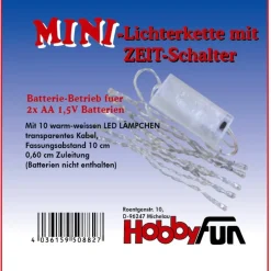 Discount Batterie-LED Lichterkette 10 LED's, warmes Licht, mit Zeitschaltuhr, ca. 150 cm Bastelzubehör