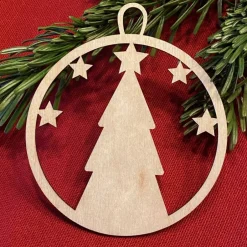Baumschmuck|Werkstatt am See Baum mit Sternen – Geschenkanhänger & Christbaumanhänger aus Holz, lasergeschnitten, Weihnachtsanhänger