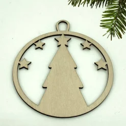 Baumschmuck|Werkstatt am See Baum mit Sternen – Geschenkanhänger & Christbaumanhänger aus Holz, lasergeschnitten, Weihnachtsanhänger