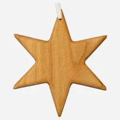 Baumschmuck Stern aus Kirschbaum-Holz – Handgefertigter Geschenkanhänger, 8 cm Baumschmuck