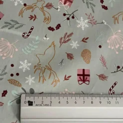 Baumwolle - Weihnachtsmotive auf mint  - 50cm Weihnachtsstoffe