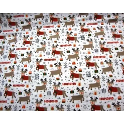 Best Baumwolljersey HOHOHO Rentiere weiß – Weihnachtsstoff Meterware für Kleidung & Accessoires Weihnachtsstoffe