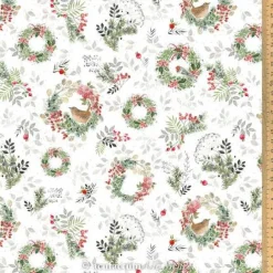 Weihnachtsstoffe|ChrisKaa Baumwollstoff Beerenkränze von acufactum by Kerstin Heß – OEKO-TEX –  Weihnachtsmotiv