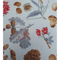 Herbst|liebelein-handarbeiten Baumwollstoff mit Herbstmotiven, Dekostoff, Breite 1,40 m, Meterware, natur,  beige, grau, rot, Fliegenpilz, Nüsse