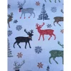 Best Baumwollstoff mit Hirsch,Schneeflocken,Tannen,Weihnachtsstoff, Breite 1,40 m, Meterware, natur, braun, rot, grau, grün Weihnachtsstoffe