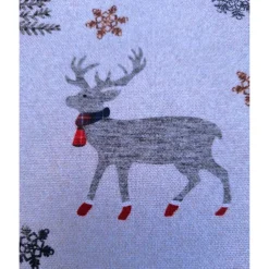 Best Baumwollstoff mit Hirsch,Schneeflocken,Tannen,Weihnachtsstoff, Breite 1,40 m, Meterware, natur, braun, rot, grau, grün Weihnachtsstoffe
