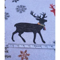 Best Baumwollstoff mit Hirsch,Schneeflocken,Tannen,Weihnachtsstoff, Breite 1,40 m, Meterware, natur, braun, rot, grau, grün Weihnachtsstoffe