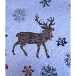 Best Baumwollstoff mit Hirsch,Schneeflocken,Tannen,Weihnachtsstoff, Breite 1,40 m, Meterware, natur, braun, rot, grau, grün Weihnachtsstoffe