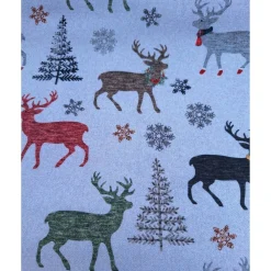 Best Baumwollstoff mit Hirsch,Schneeflocken,Tannen,Weihnachtsstoff, Breite 1,40 m, Meterware, natur, braun, rot, grau, grün Weihnachtsstoffe