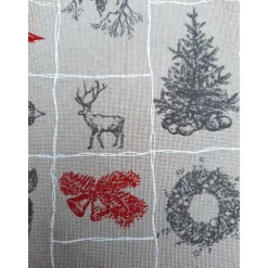 Weihnachtsstoffe|liebelein-handarbeiten Baumwollstoff mit Weihnachtsmotiven, Weihnachtsstoff, Breite 1,40 m, Meterware, natur rot, grau, weiß