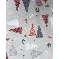 Weihnachtsstoffe|liebelein-handarbeiten Baumwollstoff mit Weihnachtsmotiven, Weihnachtsstoff, Breite 1,40 m, Meterware, natur rot, grau, weiß