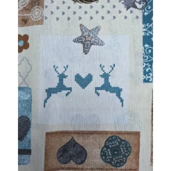 New Baumwollstoff mit Weihnachtsmotiven, Weihnachtsstoff, Breite 1,40 m, Meterware, natur,  beige, mint, grau Weihnachtsstoffe