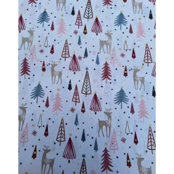 New Baumwollstoff, Weihnachtsstoff, Tannenbaum, Rentier, 0,5x1,45m, Meterware, natur, beige, altrosa, petrol,gold Weihnachtsstoffe