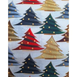 New Baumwollstoff, Weihnachtsstoff, Tannenbäume mit Kugeln, 0,5x1,40m, Meterware, natur, rot, grün, braun, rauchblau Weihnachtsstoffe