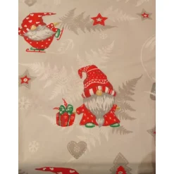 Discount Baumwollstoff, Wichtel, Grau - Rot, Weihnachten, Advent, 160 cm breit Weihnachtsstoffe