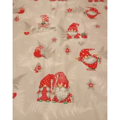 Discount Baumwollstoff, Wichtel, Grau - Rot, Weihnachten, Advent, 160 cm breit Weihnachtsstoffe