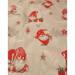 Discount Baumwollstoff, Wichtel, Grau - Rot, Weihnachten, Advent, 160 cm breit Weihnachtsstoffe
