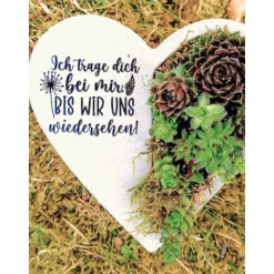 Gedenksteine|ZSOBDeko Bepflanztes Herz aus Beton mit Schriftzug Grabschmuck Trauer Grabgesteck Grabherz