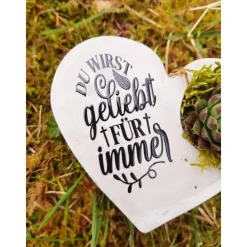 Sale Bepflanztes Herz aus Beton mit Schriftzug Grabschmuck Trauer Grabgesteck Grabherz Gedenksteine