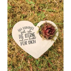 Discount Bepflanztes Herz aus Beton mit Schriftzug Grabschmuck Trauer Grabgesteck Grabherz Gedenksteine