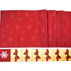 Discount Bestecktaschen 6 Stück & Tischläufer Schneeflocken Schleife – Tischset Weihnachten Deko Weihnachtsbaumdecken